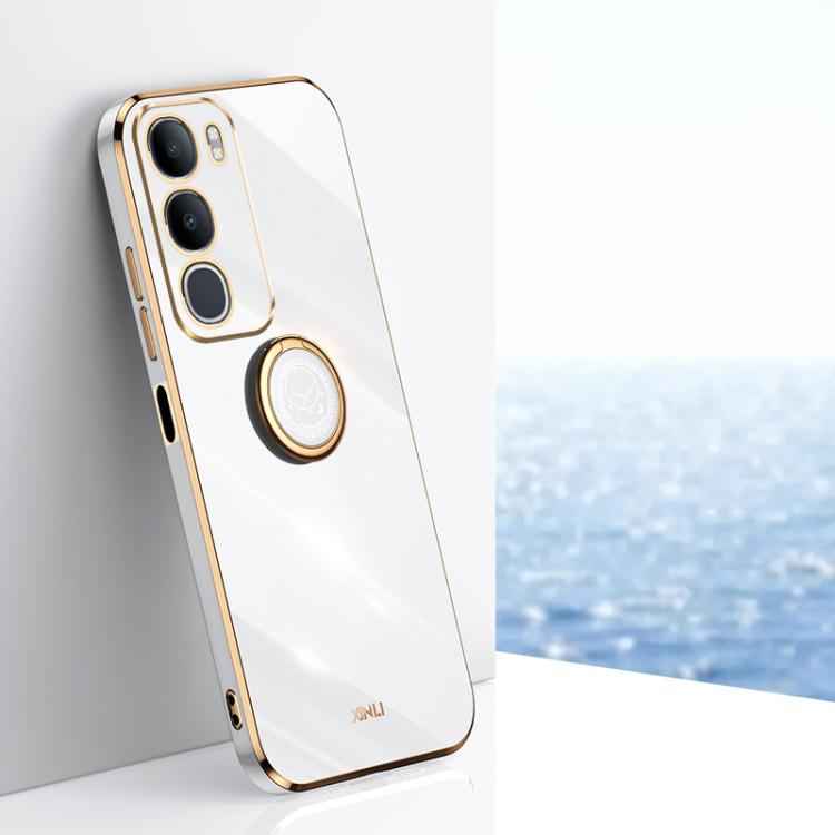 XINLI Straight Edge 6D Electroplate TPU Phone Case with Ring Holder, For vivo X300 Pro, For vivo X300 5G, For vivo V60 Lite 5G, For vivo Y50 5G, For vivo Y500 5G, For vivo V60 5G Global