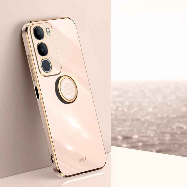XINLI Straight Edge 6D Electroplate TPU Phone Case with Ring Holder, For vivo X300 Pro, For vivo X300 5G, For vivo V60 Lite 5G, For vivo Y50 5G, For vivo Y500 5G, For vivo V60 5G Global