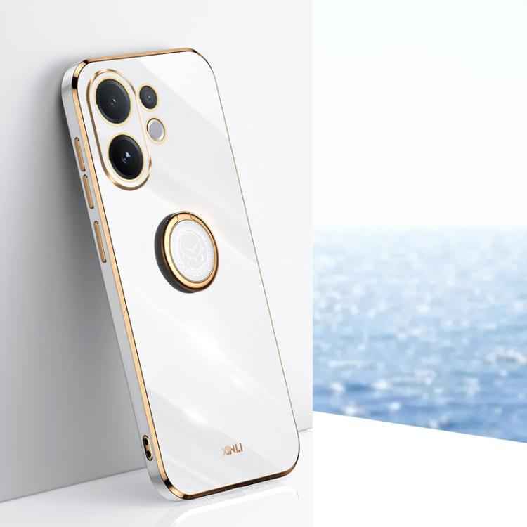 XINLI Straight Edge 6D Electroplate TPU Phone Case with Ring Holder, For vivo X300 Pro, For vivo X300 5G, For vivo V60 Lite 5G, For vivo Y50 5G, For vivo Y500 5G, For vivo V60 5G Global
