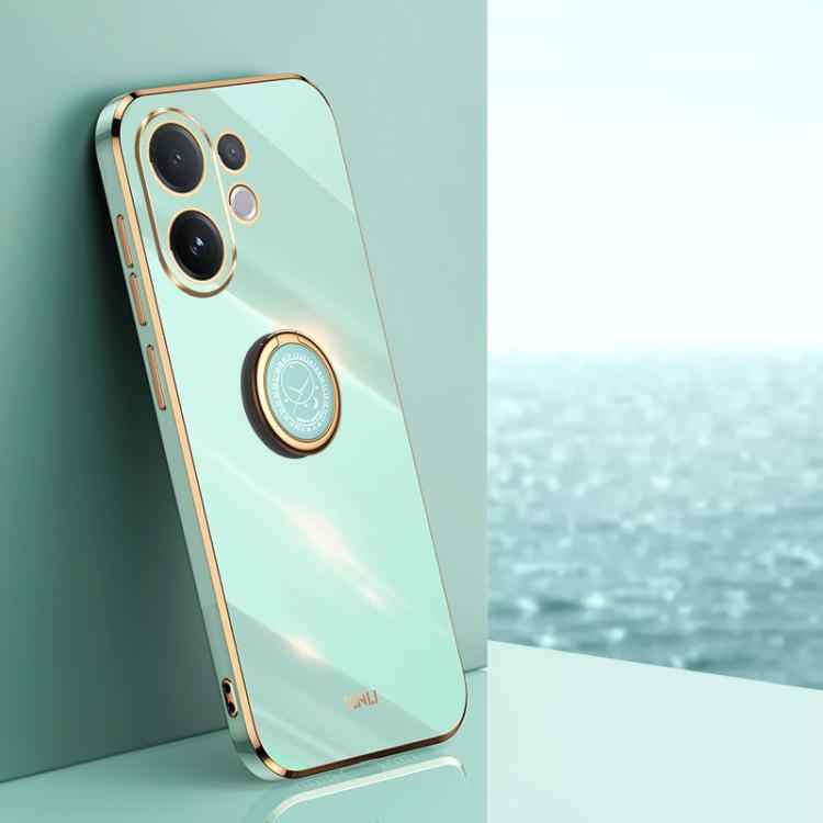 XINLI Straight Edge 6D Electroplate TPU Phone Case with Ring Holder, For vivo X300 Pro, For vivo X300 5G, For vivo V60 Lite 5G, For vivo Y50 5G, For vivo Y500 5G, For vivo V60 5G Global