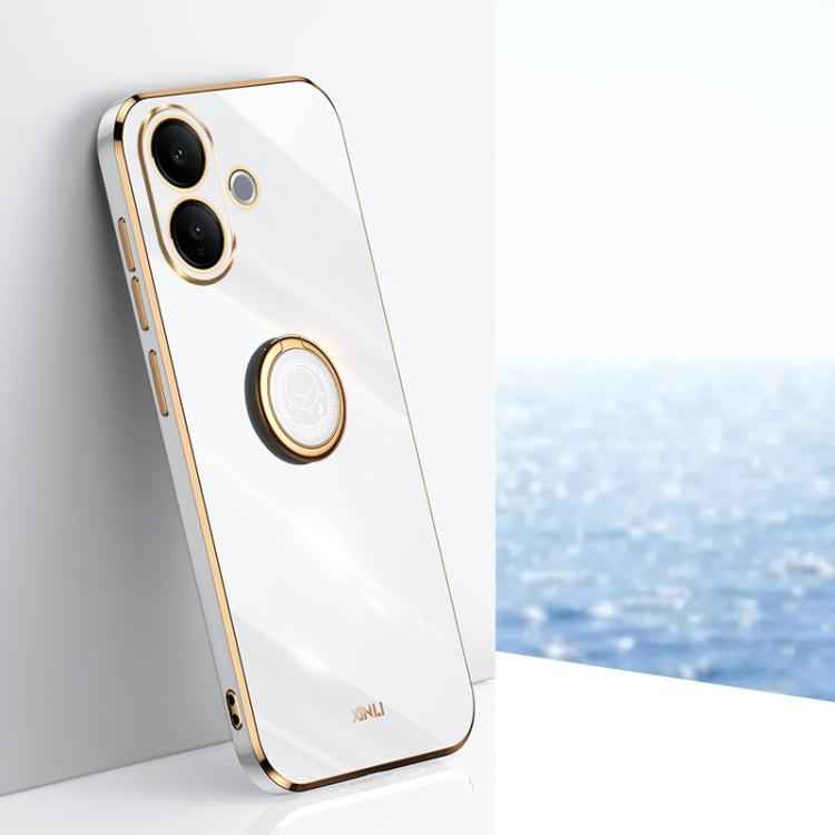 XINLI Straight Edge 6D Electroplate TPU Phone Case with Ring Holder, For vivo X300 Pro, For vivo X300 5G, For vivo V60 Lite 5G, For vivo Y50 5G, For vivo Y500 5G, For vivo V60 5G Global