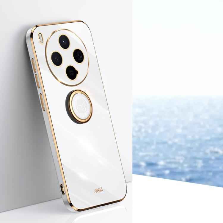 XINLI Straight Edge 6D Electroplate TPU Phone Case with Ring Holder, For vivo X300 Pro, For vivo X300 5G, For vivo V60 Lite 5G, For vivo Y50 5G, For vivo Y500 5G, For vivo V60 5G Global