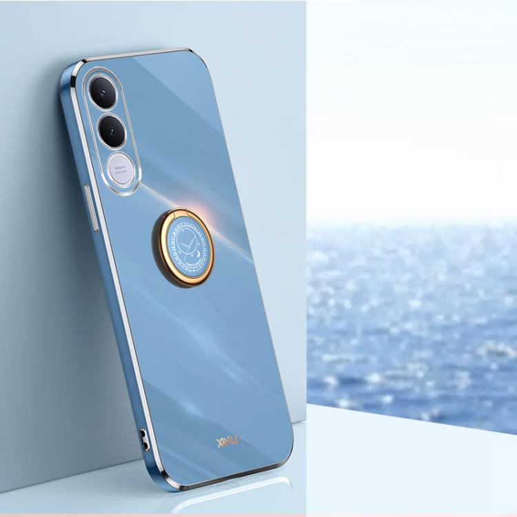 XINLI Straight Edge 6D Electroplate TPU Phone Case with Ring Holder, For vivo Y600 Pro 5G, For vivo V70 FE 5G, For vivo X300 Ultra, For vivo X300 Pro, For vivo X300 5G, For vivo V60 Lite 5G