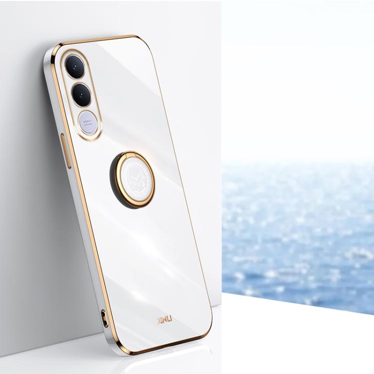 XINLI Straight Edge 6D Electroplate TPU Phone Case with Ring Holder, For vivo Y600 Pro 5G, For vivo V70 FE 5G, For vivo X300 Ultra, For vivo X300 Pro, For vivo X300 5G, For vivo V60 Lite 5G