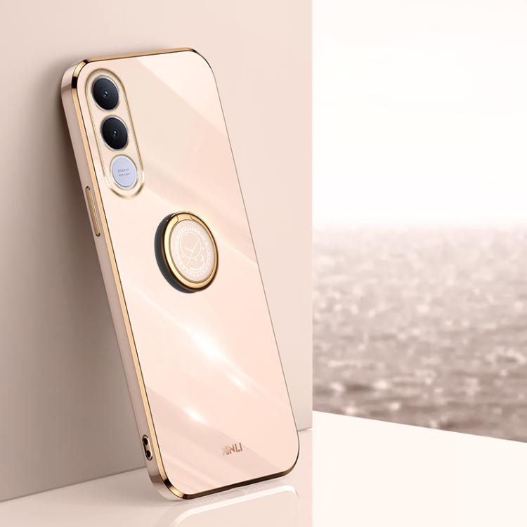 XINLI Straight Edge 6D Electroplate TPU Phone Case with Ring Holder, For vivo Y600 Pro 5G, For vivo V70 FE 5G, For vivo X300 Ultra, For vivo X300 Pro, For vivo X300 5G, For vivo V60 Lite 5G