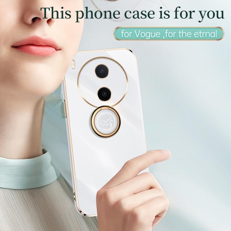 XINLI Straight Edge 6D Electroplate TPU Phone Case with Ring Holder, For vivo Y600 Pro 5G, For vivo V70 FE 5G, For vivo X300 Ultra, For vivo X300 Pro, For vivo X300 5G, For vivo V60 Lite 5G