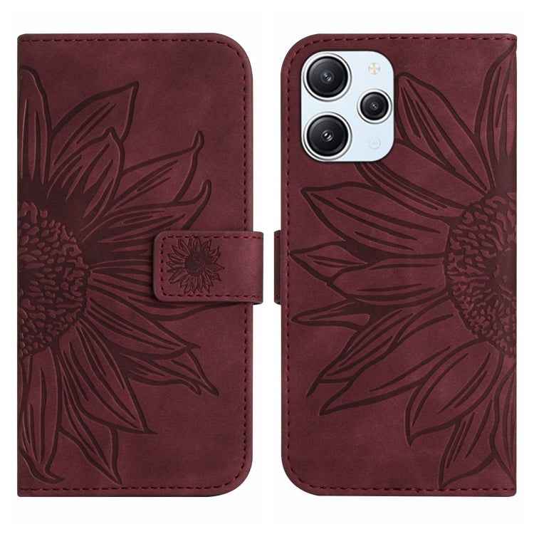 Skin Feel Sun Flower Embossed Flip Leather Phone Case with Lanyard, For Xiaomi Redmi 12 5G, For Xiaomi 13T / 13T Pro, For Xiaomi Redmi 12 4G Global, For Xiaomi Poco F5