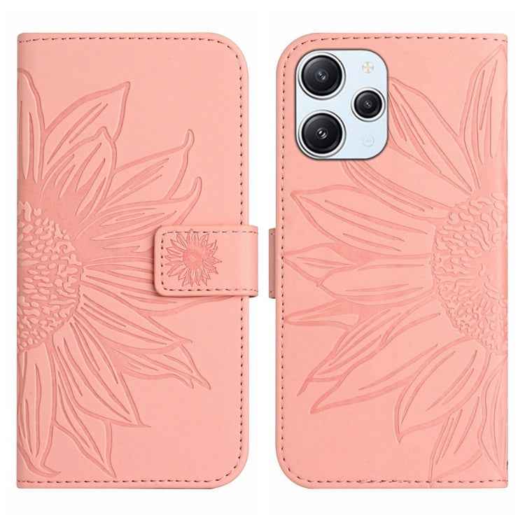 Skin Feel Sun Flower Embossed Flip Leather Phone Case with Lanyard, For Xiaomi Redmi 12 5G, For Xiaomi 13T / 13T Pro, For Xiaomi Redmi 12 4G Global, For Xiaomi Poco F5