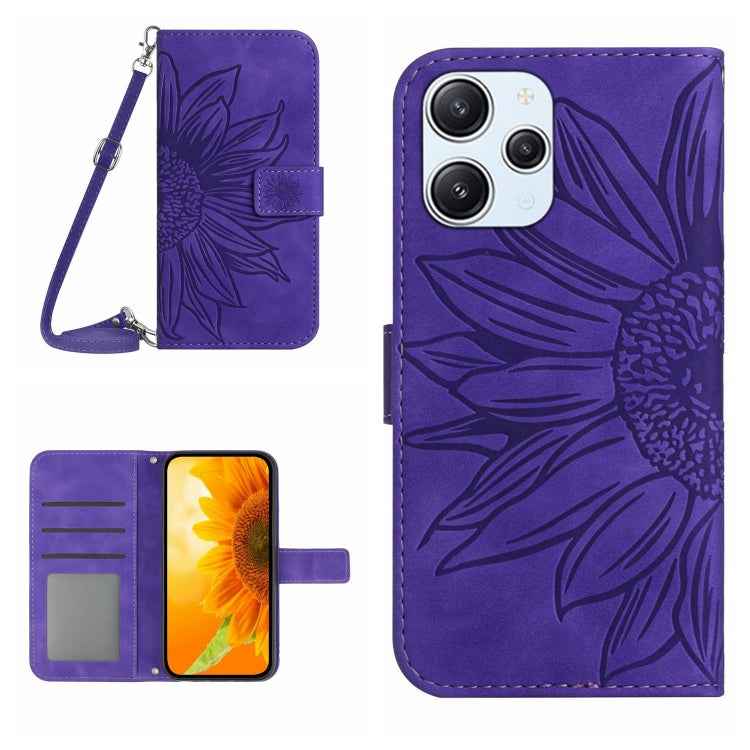 Skin Feel Sun Flower Embossed Flip Leather Phone Case with Lanyard, For Xiaomi Redmi 12 5G, For Xiaomi 13T / 13T Pro, For Xiaomi Redmi 12 4G Global, For Xiaomi Poco F5