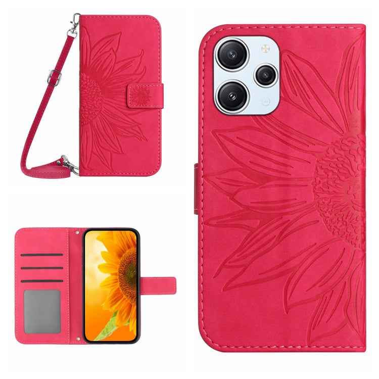 Skin Feel Sun Flower Embossed Flip Leather Phone Case with Lanyard, For Xiaomi Redmi 12 5G, For Xiaomi 13T / 13T Pro, For Xiaomi Redmi 12 4G Global, For Xiaomi Poco F5