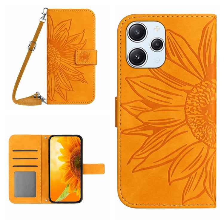 Skin Feel Sun Flower Embossed Flip Leather Phone Case with Lanyard, For Xiaomi Redmi 12 5G, For Xiaomi 13T / 13T Pro, For Xiaomi Redmi 12 4G Global, For Xiaomi Poco F5