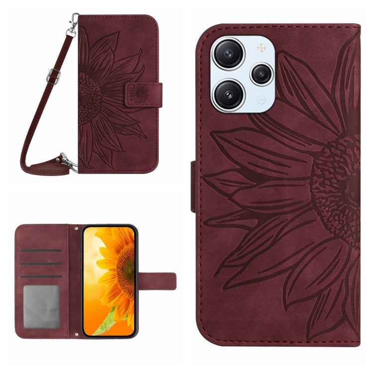 Skin Feel Sun Flower Embossed Flip Leather Phone Case with Lanyard, For Xiaomi Redmi 12 5G, For Xiaomi 13T / 13T Pro, For Xiaomi Redmi 12 4G Global, For Xiaomi Poco F5