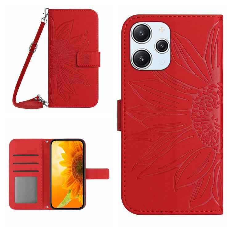 Skin Feel Sun Flower Embossed Flip Leather Phone Case with Lanyard, For Xiaomi Redmi 12 5G, For Xiaomi 13T / 13T Pro, For Xiaomi Redmi 12 4G Global, For Xiaomi Poco F5