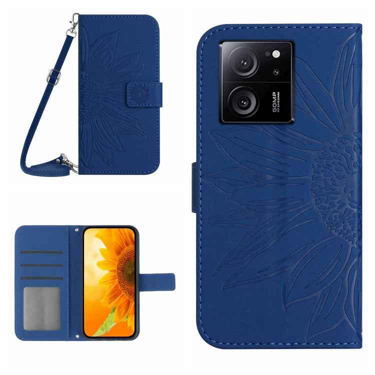 Skin Feel Sun Flower Embossed Flip Leather Phone Case with Lanyard, For Xiaomi Redmi 12 5G, For Xiaomi 13T / 13T Pro, For Xiaomi Redmi 12 4G Global, For Xiaomi Poco F5
