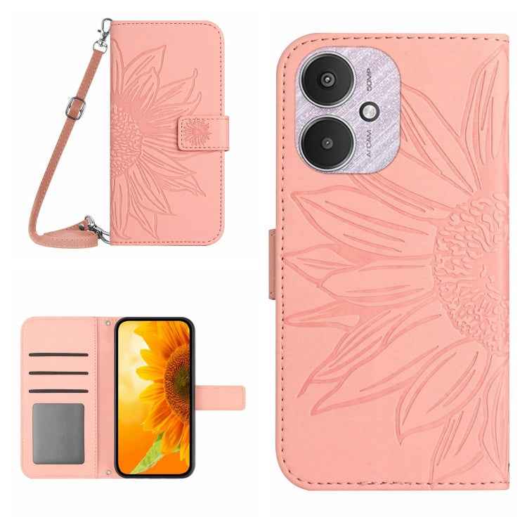 Skin Feel Sun Flower Embossed Flip Leather Phone Case with Lanyard, For Xiaomi Redmi 13 4G Global / 5G Global, For Xiaomi Redmi A3, For Xiaomi Redmi Note 13 4G Global, For Xiaomi Redmi 13C 5G