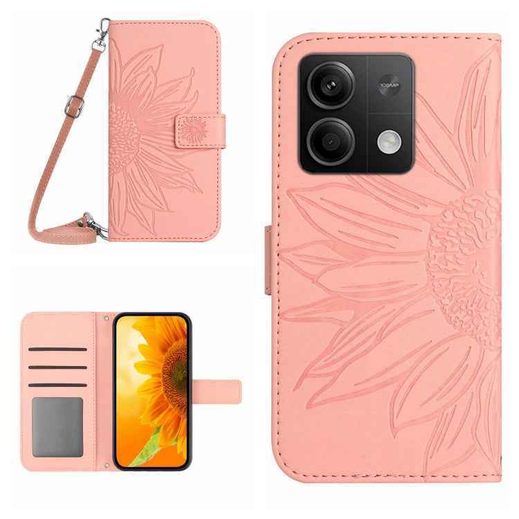Skin Feel Sun Flower Embossed Flip Leather Phone Case with Lanyard, For Xiaomi Redmi 13 4G Global / 5G Global, For Xiaomi Redmi A3, For Xiaomi Redmi Note 13 4G Global, For Xiaomi Redmi 13C 5G