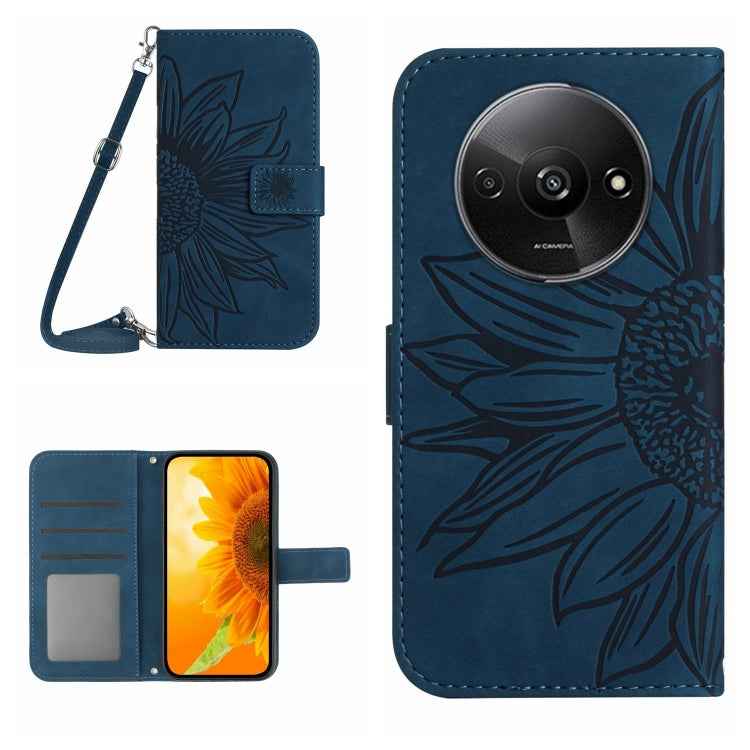 Skin Feel Sun Flower Embossed Flip Leather Phone Case with Lanyard, For Xiaomi Redmi 13 4G Global / 5G Global, For Xiaomi Redmi A3, For Xiaomi Redmi Note 13 4G Global, For Xiaomi Redmi 13C 5G