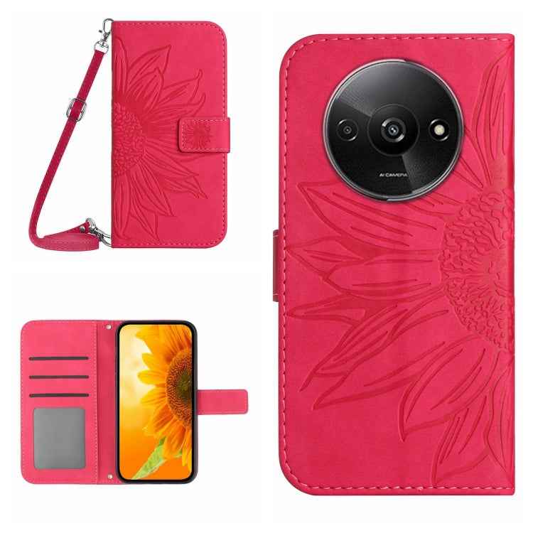 Skin Feel Sun Flower Embossed Flip Leather Phone Case with Lanyard, For Xiaomi Redmi 13 4G Global / 5G Global, For Xiaomi Redmi A3, For Xiaomi Redmi Note 13 4G Global, For Xiaomi Redmi 13C 5G