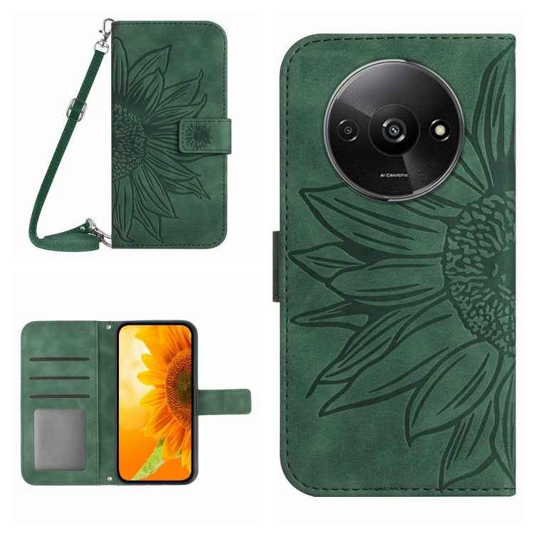 Skin Feel Sun Flower Embossed Flip Leather Phone Case with Lanyard, For Xiaomi Redmi 13 4G Global / 5G Global, For Xiaomi Redmi A3, For Xiaomi Redmi Note 13 4G Global, For Xiaomi Redmi 13C 5G