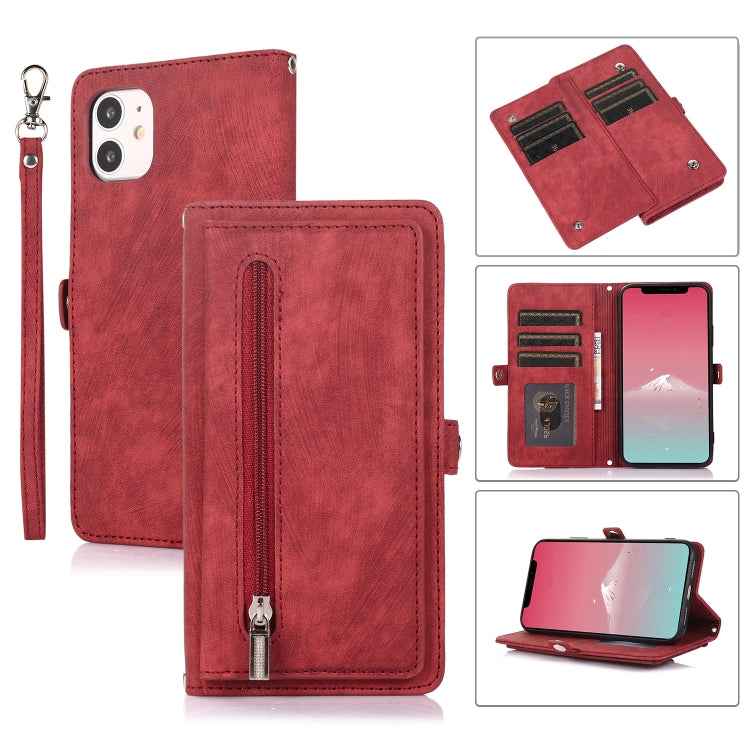 Zipper Card Slot Buckle Wallet Leather Phone Case