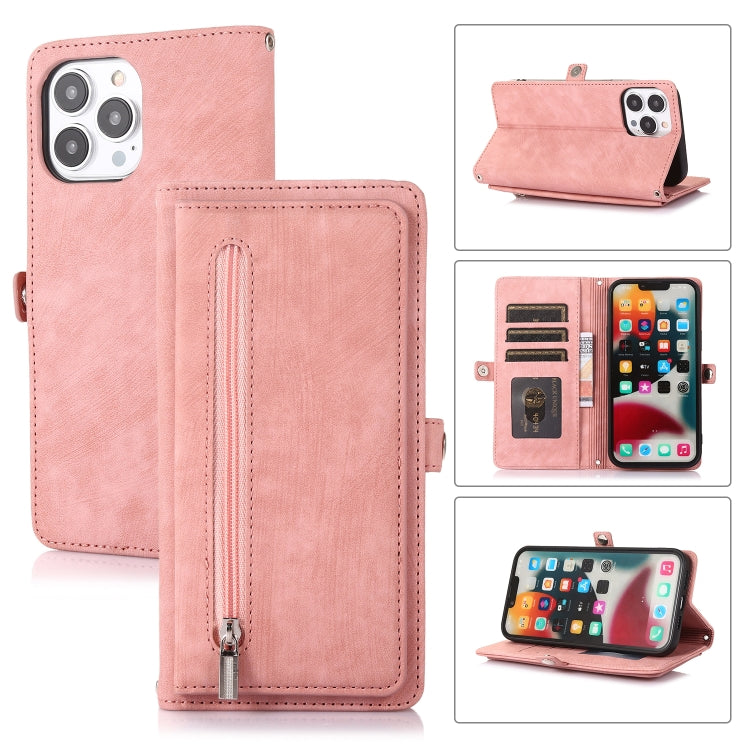 Zipper Card Slot Buckle Wallet Leather Phone Case