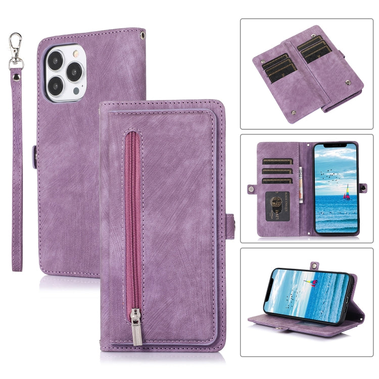 Zipper Card Slot Buckle Wallet Leather Phone Case