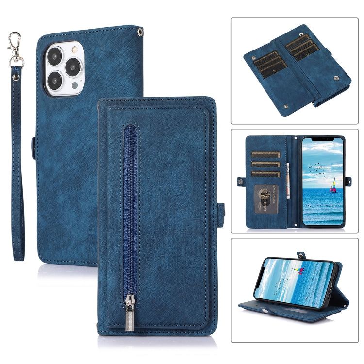 Zipper Card Slot Buckle Wallet Leather Phone Case