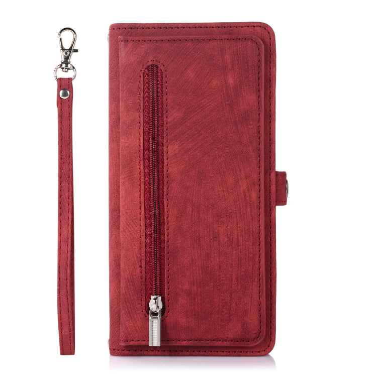 Zipper Card Slot Buckle Wallet Leather Phone Case