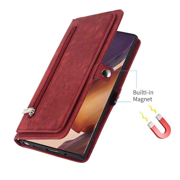 Zipper Card Slot Buckle Wallet Leather Phone Case