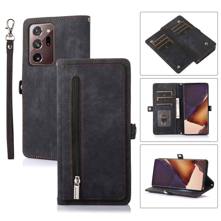 Zipper Card Slot Buckle Wallet Leather Phone Case