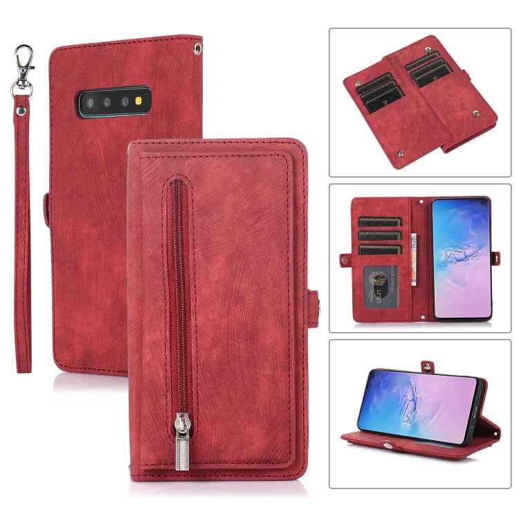 Zipper Card Slot Buckle Wallet Leather Phone Case