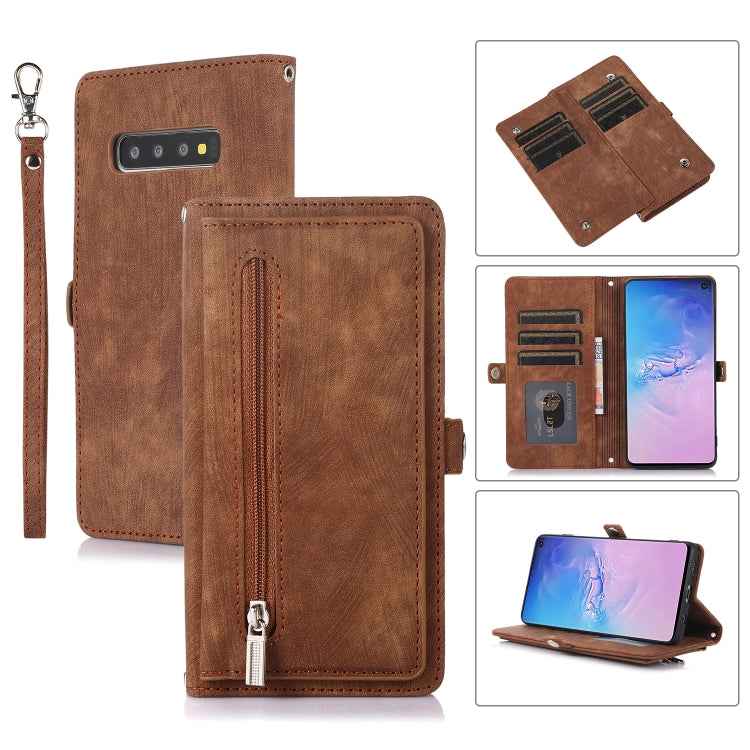 Zipper Card Slot Buckle Wallet Leather Phone Case