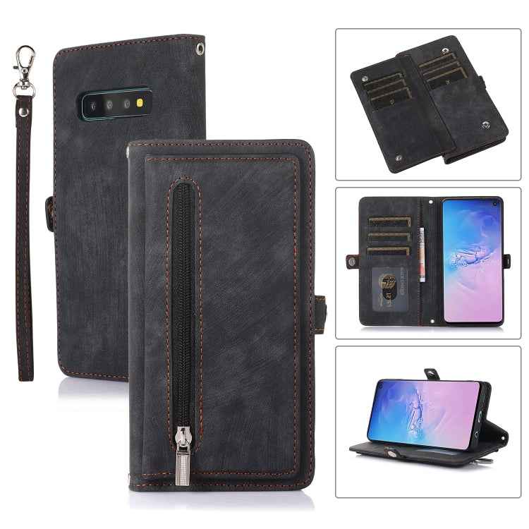 Zipper Card Slot Buckle Wallet Leather Phone Case