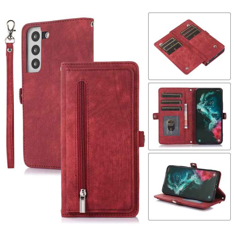 Zipper Card Slot Buckle Wallet Leather Phone Case