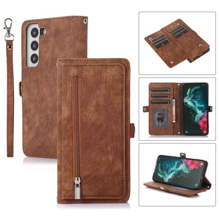 Zipper Card Slot Buckle Wallet Leather Phone Case