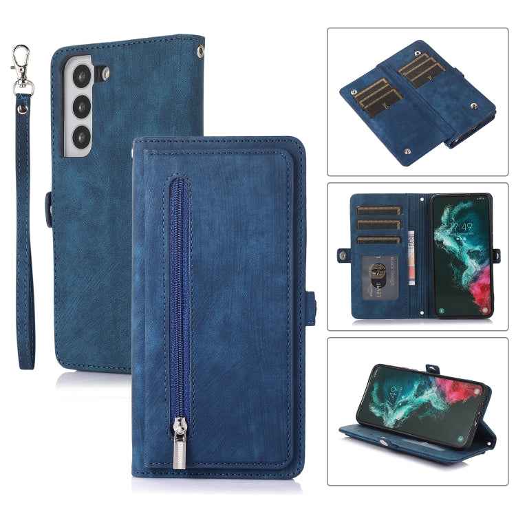 Zipper Card Slot Buckle Wallet Leather Phone Case
