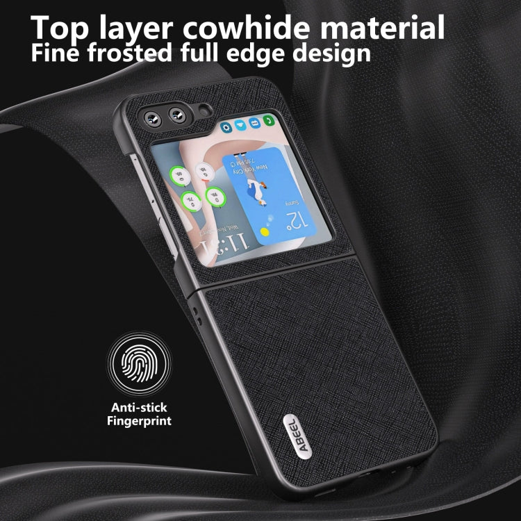 ABEEL Cross Texture Genuine Leather Phone Case