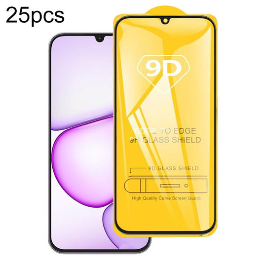 25pcs 9D Full Glue Screen Tempered Glass Film, For Realme C100i 4G, For Realme Note 60x 4G, For Realme C51s, For Realme C71 India, For Realme 15 Pro 5G, For Realme 15 5G, For Realme GT7, For Realme 14 Pro Lite, For Realme C75x, For Realme 12 5G / C75  ...