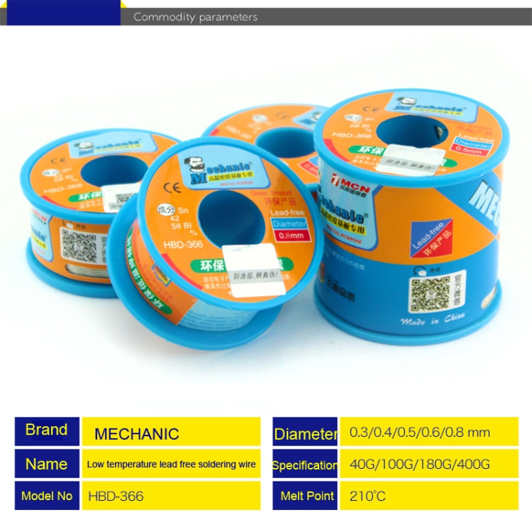 Mechanic HBD-366 100g Tin Solder Wire Lead-Free Solder Melt Rosin Core