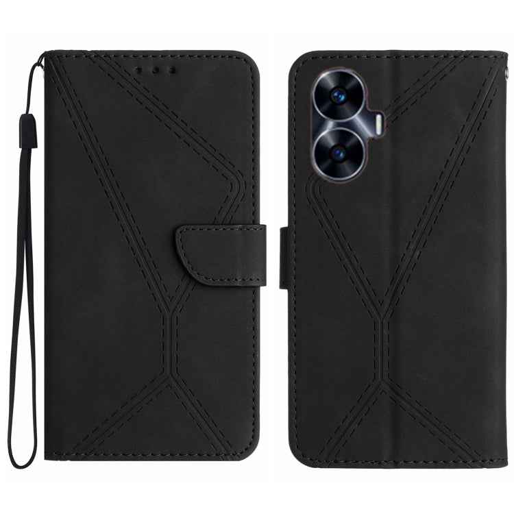 Stitching Embossed Leather Phone Case, For Realme C31, For Realme C55, For Realme 9i / OPPO A36 4G, For Realme 10 4G, For Realme 10 5G / 9i 5G, For Realme 10 Pro+, For Realme C33 2023 / 2022, For Realme C35