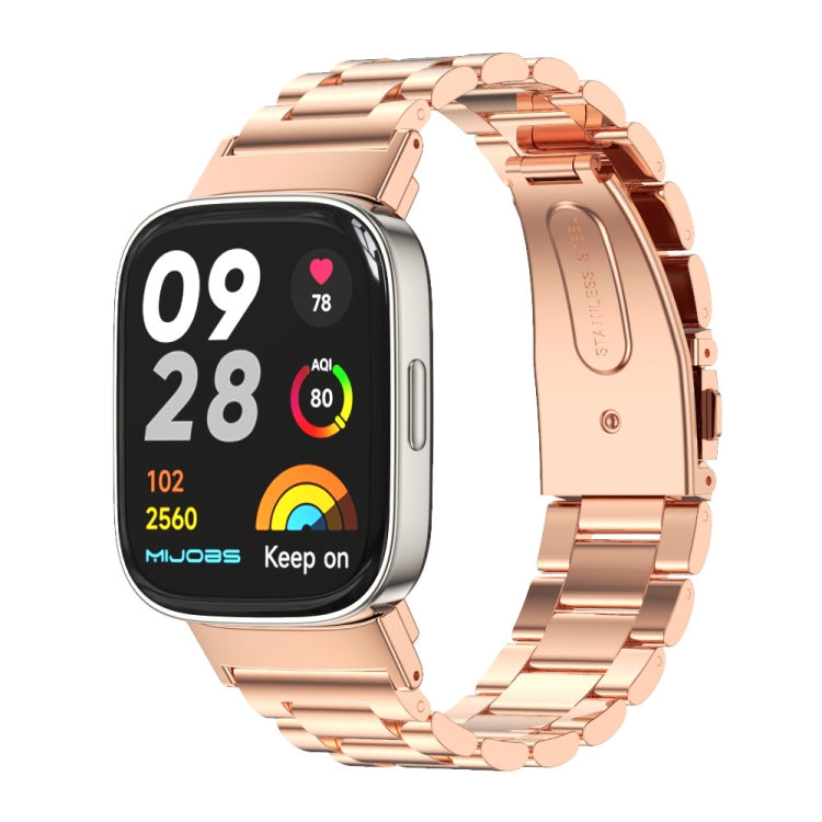 Mijobs Three-Bead Metal Stainless Steel Watch Band
