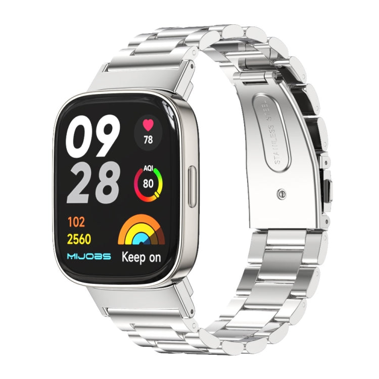 Mijobs Three-Bead Metal Stainless Steel Watch Band