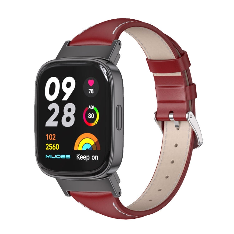 Mijobs Genuine Leather Slim Watch Band, For Redmi Watch 3
