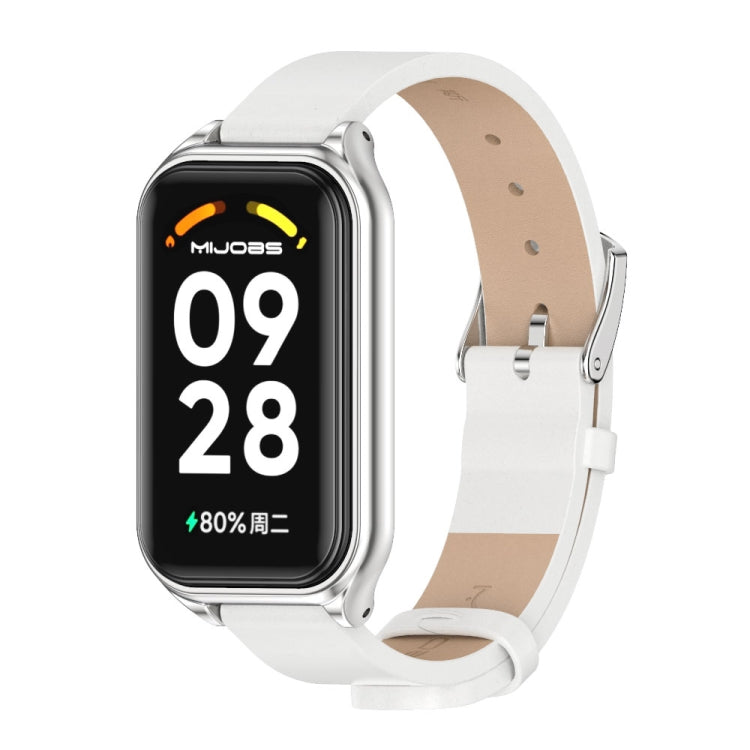 Mijobs Metal Shell Microfiber PU Leather Watch Band