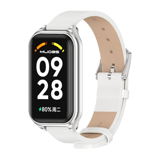 Mijobs Metal Shell Microfiber PU Leather Watch Band