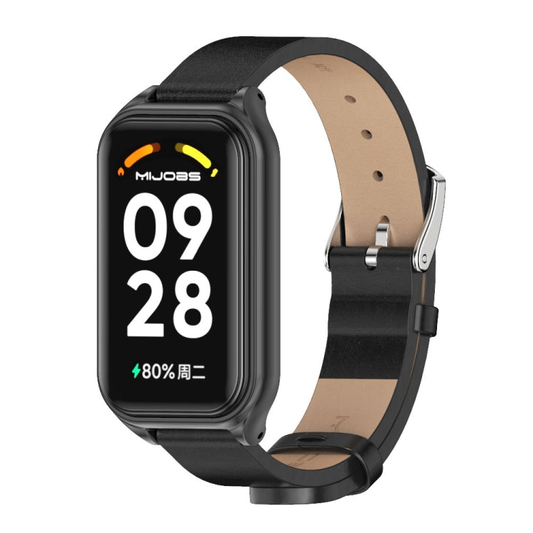 Mijobs Metal Shell Microfiber PU Leather Watch Band