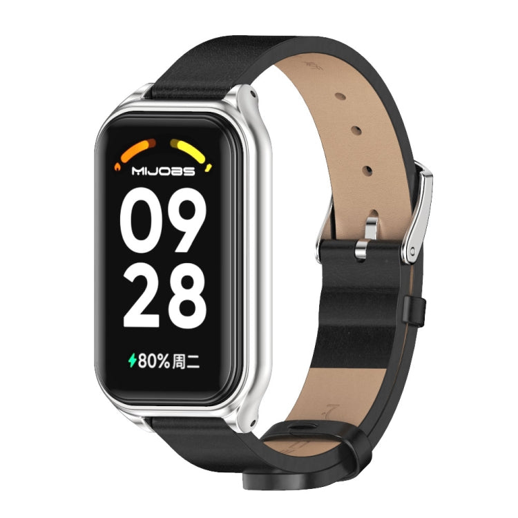 Mijobs Metal Shell Microfiber PU Leather Watch Band