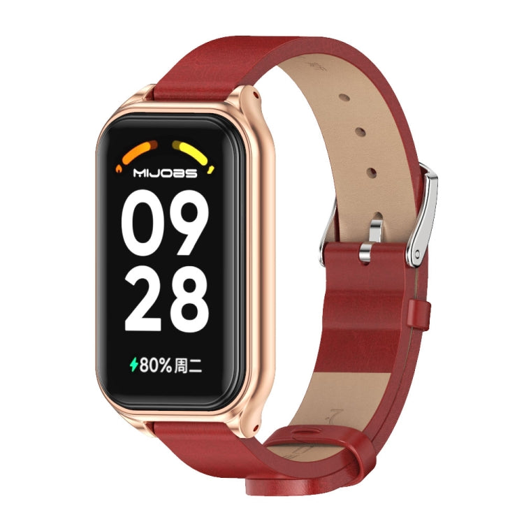 Mijobs Metal Shell Microfiber PU Leather Watch Band