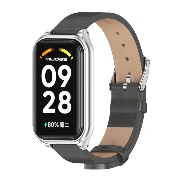 Mijobs Metal Shell Microfiber PU Leather Watch Band