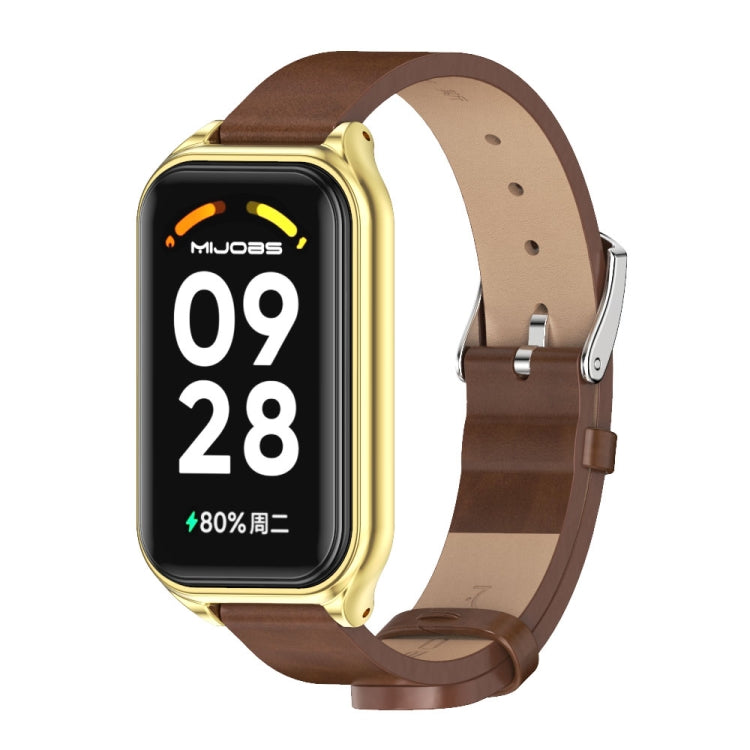 Mijobs Metal Shell Microfiber PU Leather Watch Band